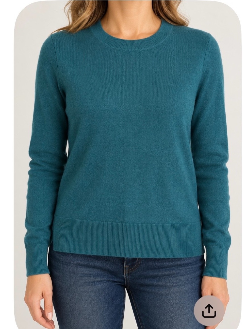 J.Crew Classic Crewneck 100% Cashmere Sweater in Teal Size M